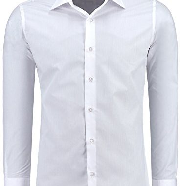 Herren-Hemd – Slim Fit – Bügelfrei / Bügelleicht – Für Business Freizeit Hochzeit – J'S FASHION - Weiß - S